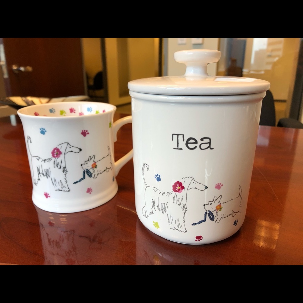 Cooksmart England tea cup, matching jar/canister